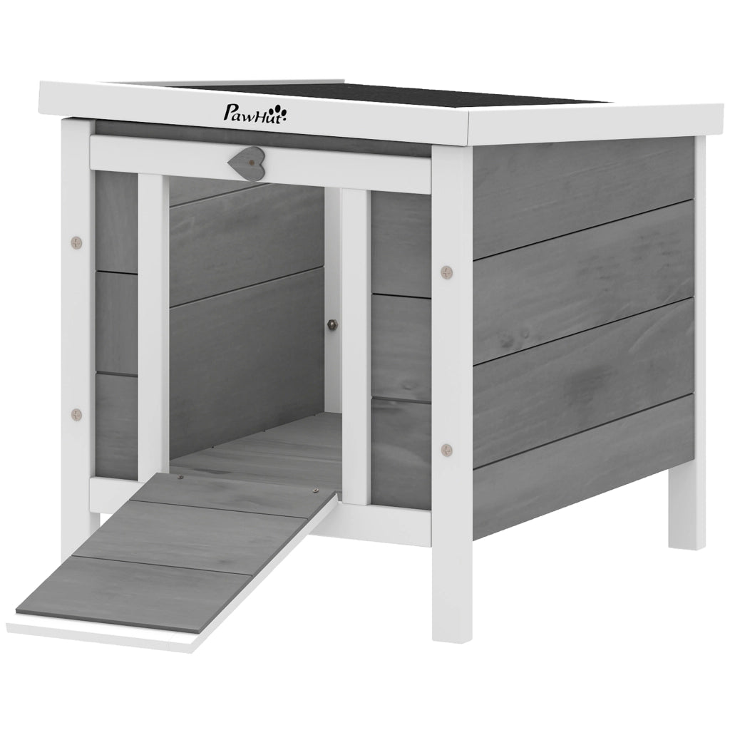Gabbia per conigli in legno - Xylo - 51x42x43 cm grigio e bianco
