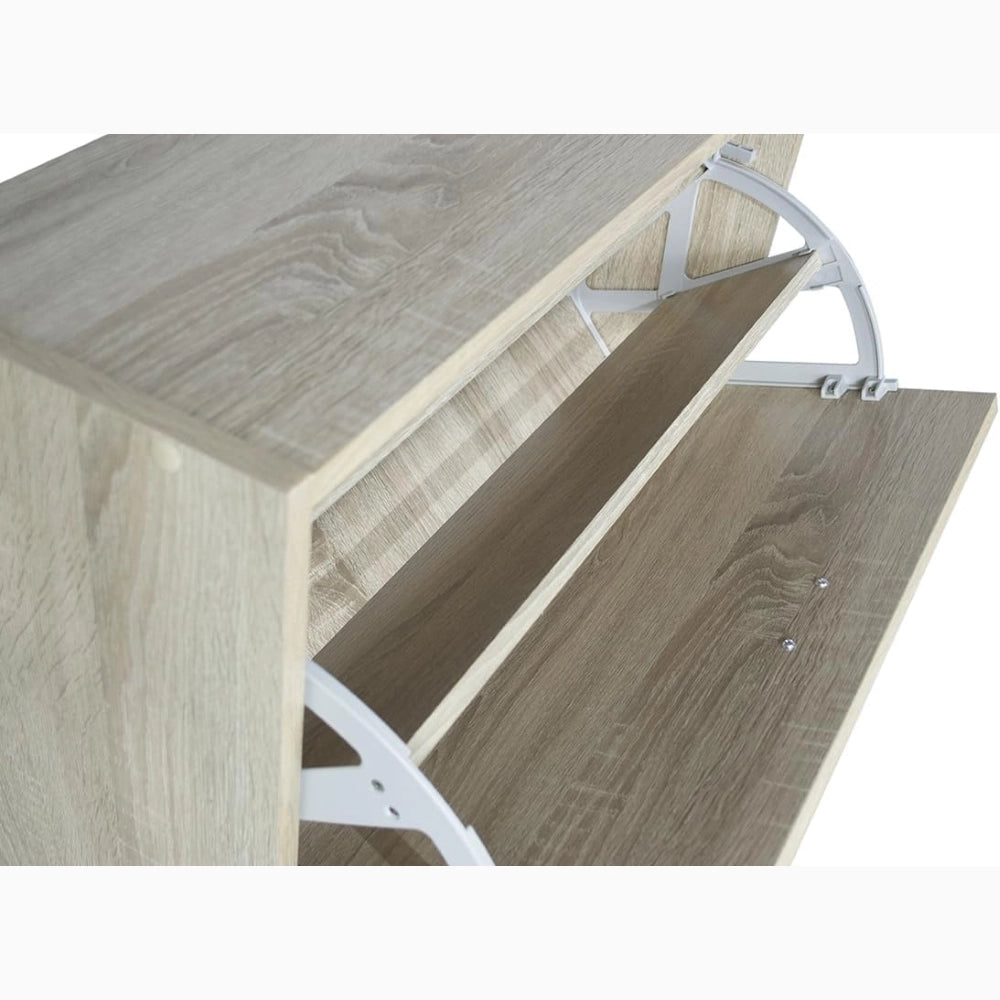 Scarpiera in Legno 2 Ante colore ROVERE NODATO Mobiletto 12 Paia 63x24x80H cm (CD100-RN)