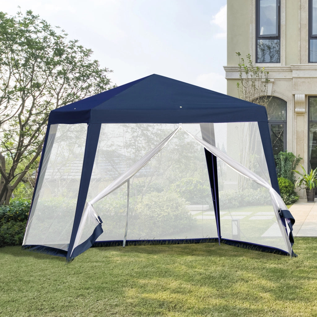 Gazebo da Giardino 3x3 m con 4 Pannelli Laterali Zanzariera Impermeabile Protezione UV ¨C Xylo ¨C Blu