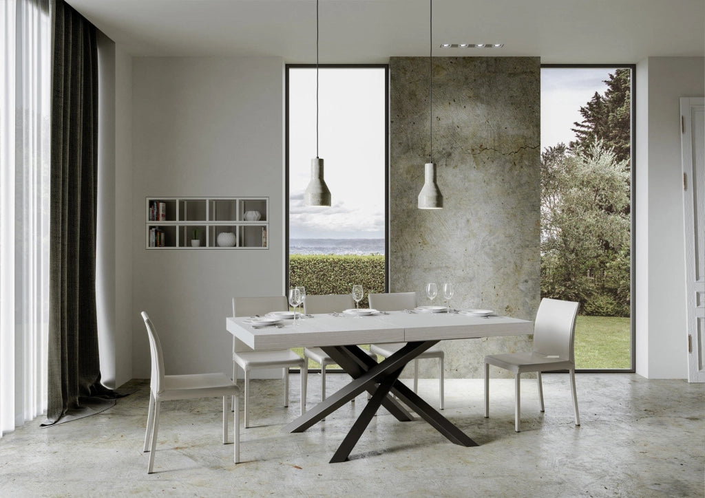 Tavolo Allungabile 200-460x90x77 cm Volantis Bianco Frassino Telaio Antracite