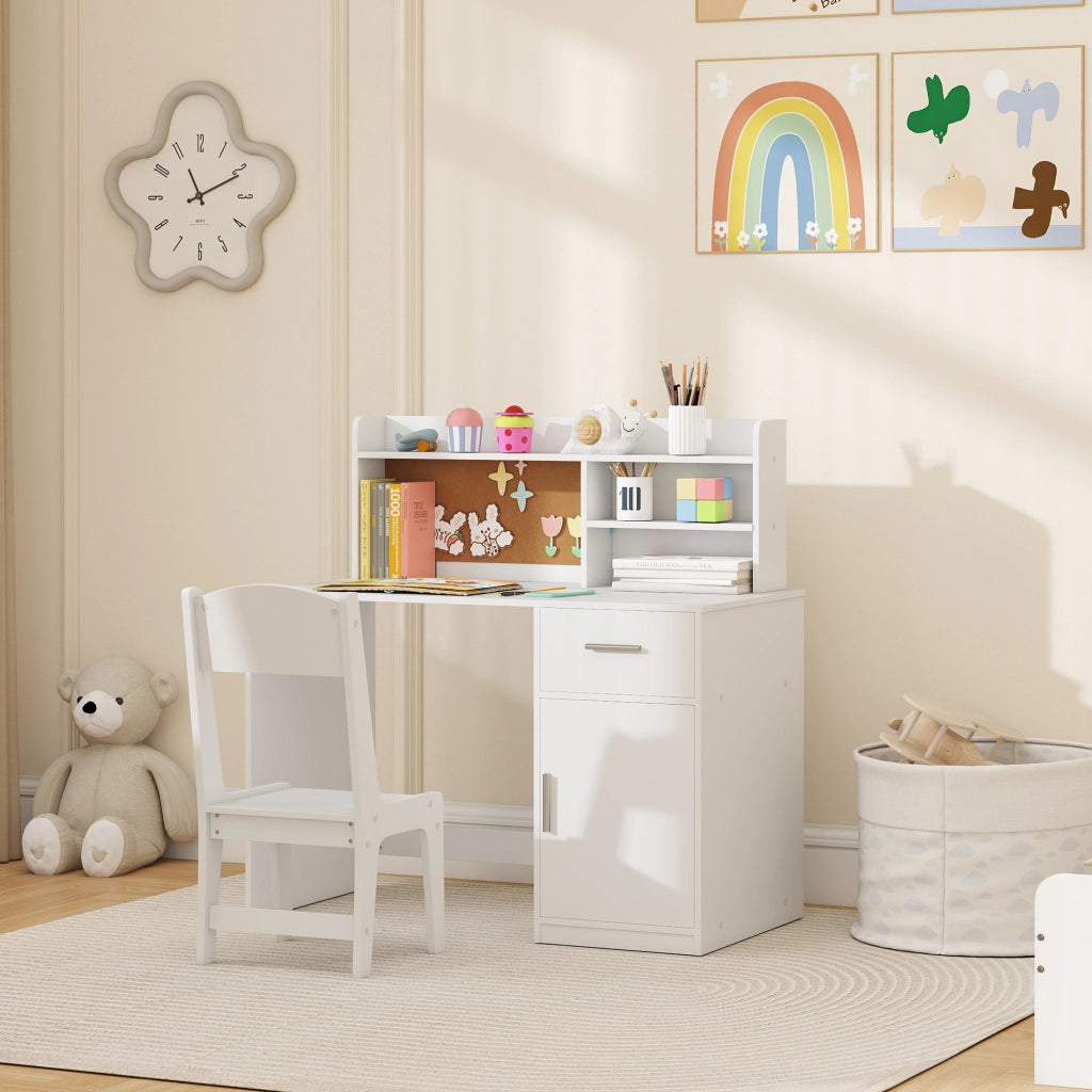 Scrivania per bambini con sedia, tiroir e scaffale ¨C Minimal ¨C bianco