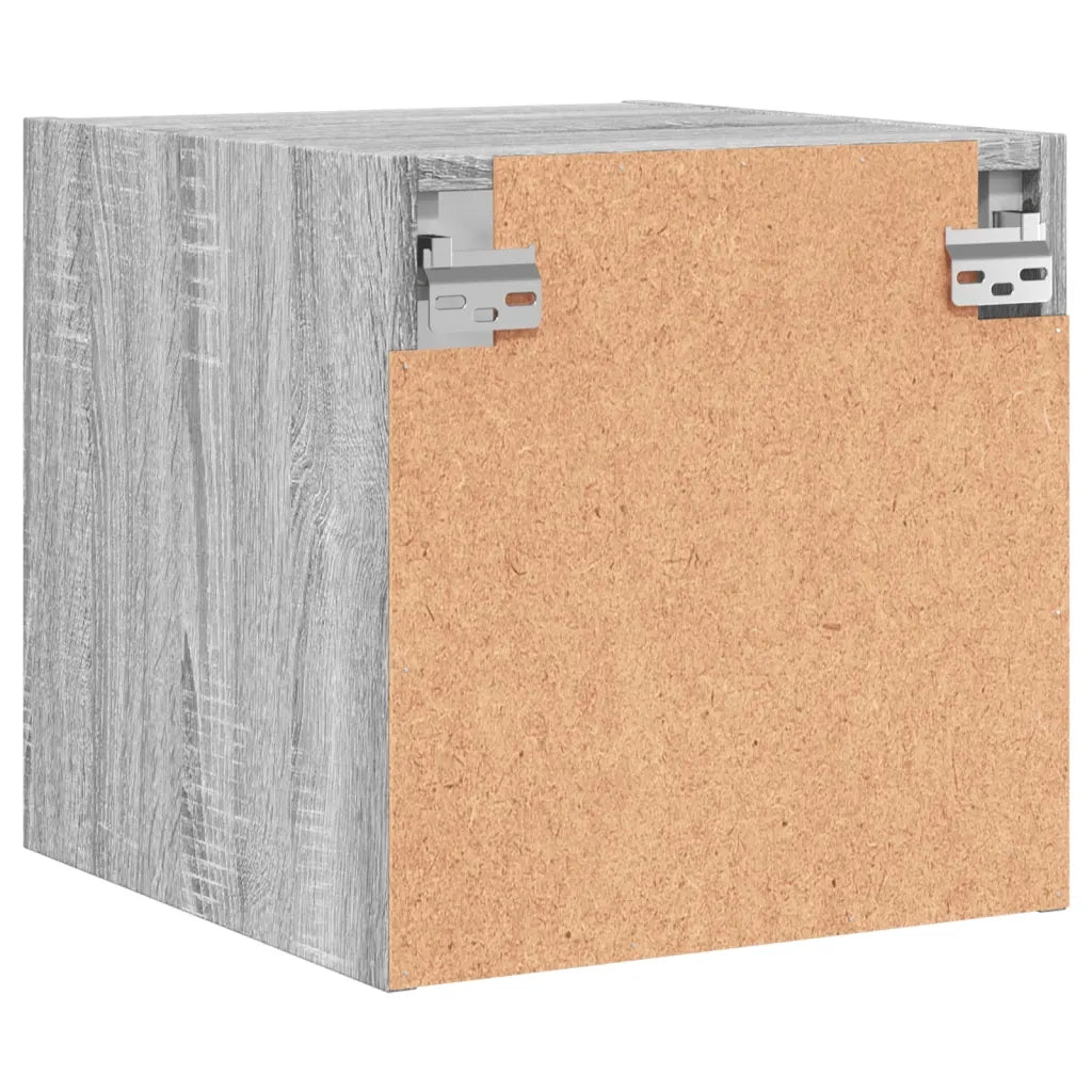 Comodini con Ante in Vetro 2pz-Set di 2 Tavolino da notte Grigio Sonoma 35x37x35 cm