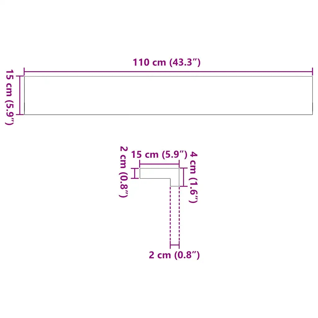 Davanzali 2 pz Non Trattati 110x15x2cm Legno Massello di Rovere 4009089