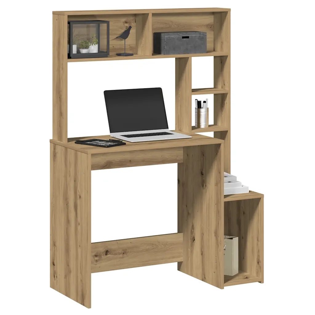 Scrivania | Tavolo da Ufficio Mensole Rovere Artigianale 100x45x140 cm Truciolato