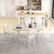 Set di 4 sedie da pranzo 41x46.5x85.5 cm con schienale aperto in legno bianco