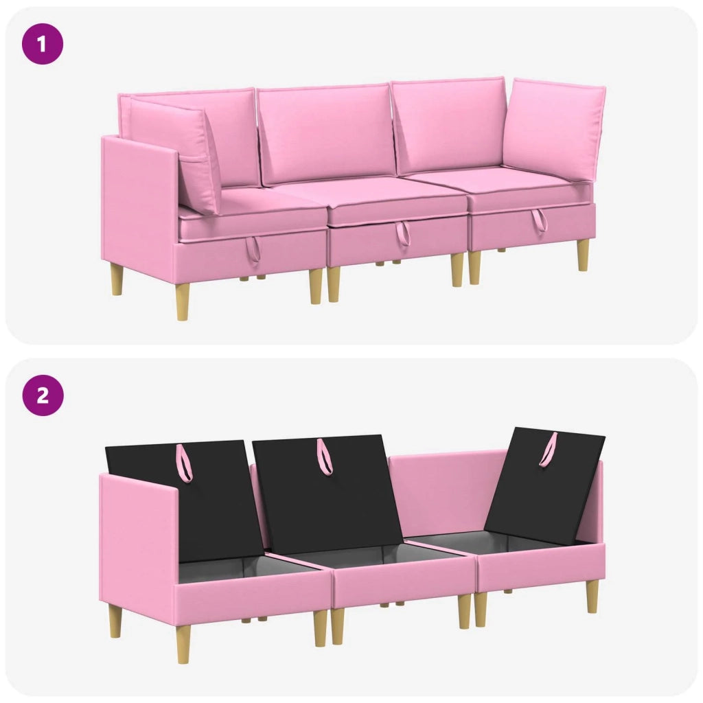 Set di mobili per il soggiorno con cuscino 3 pcs Rosa Tessuto 3413723