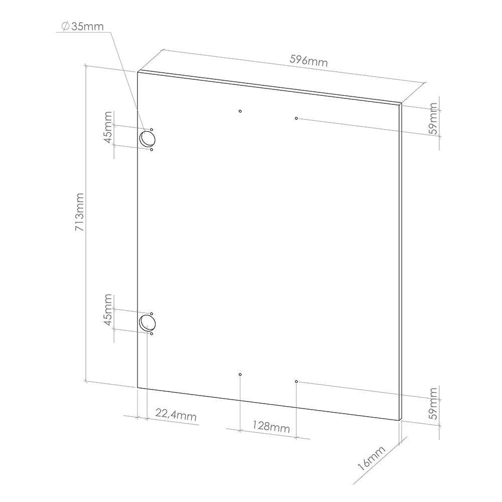 Vicco Frontale cucina Nero lucido 59.6 x 71.3 cm frontale del mobile per mobile forno a mezza altezza