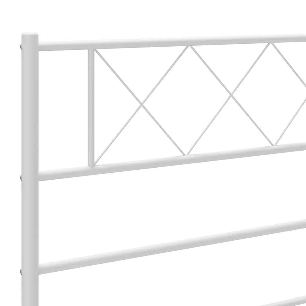 Letto matrimoniale | Letto per adulti | Giroletto con Testiera e Pediera Metallo Bianco 193x203 cm