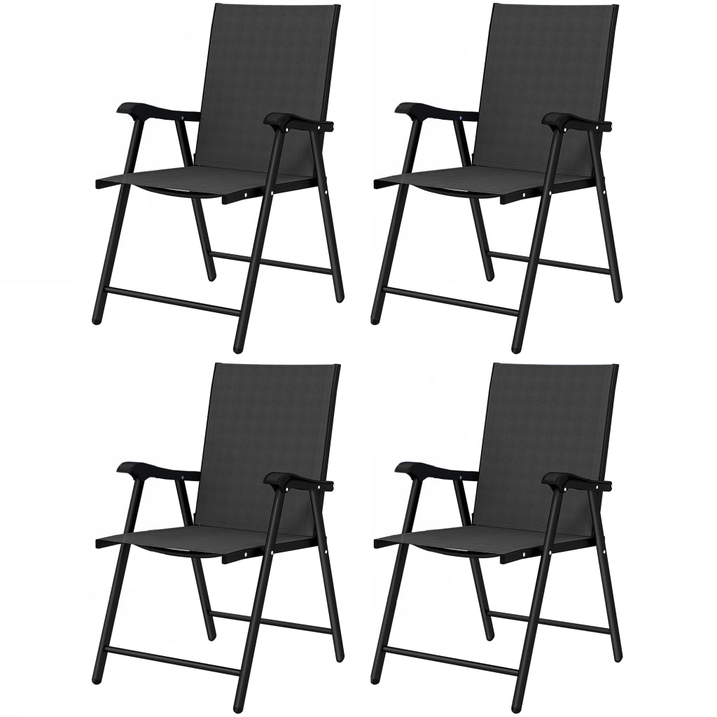 Sedia da Giardino Pieghevole ¨C zephmum ¨C 4 Pezzi, Struttura Metallo, Nero, 58x62x97cm