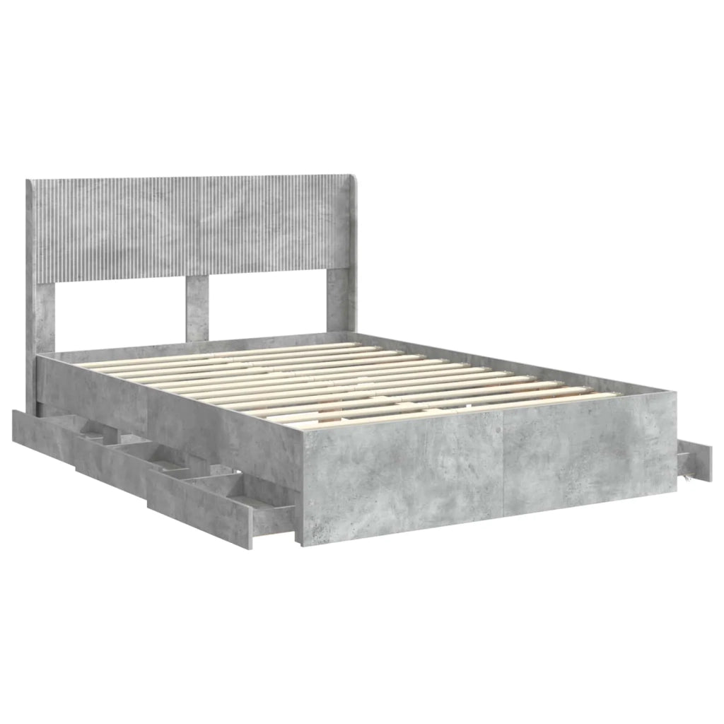 Struttura del letto con stoccaggio e testata Grigio Cemento 3414314