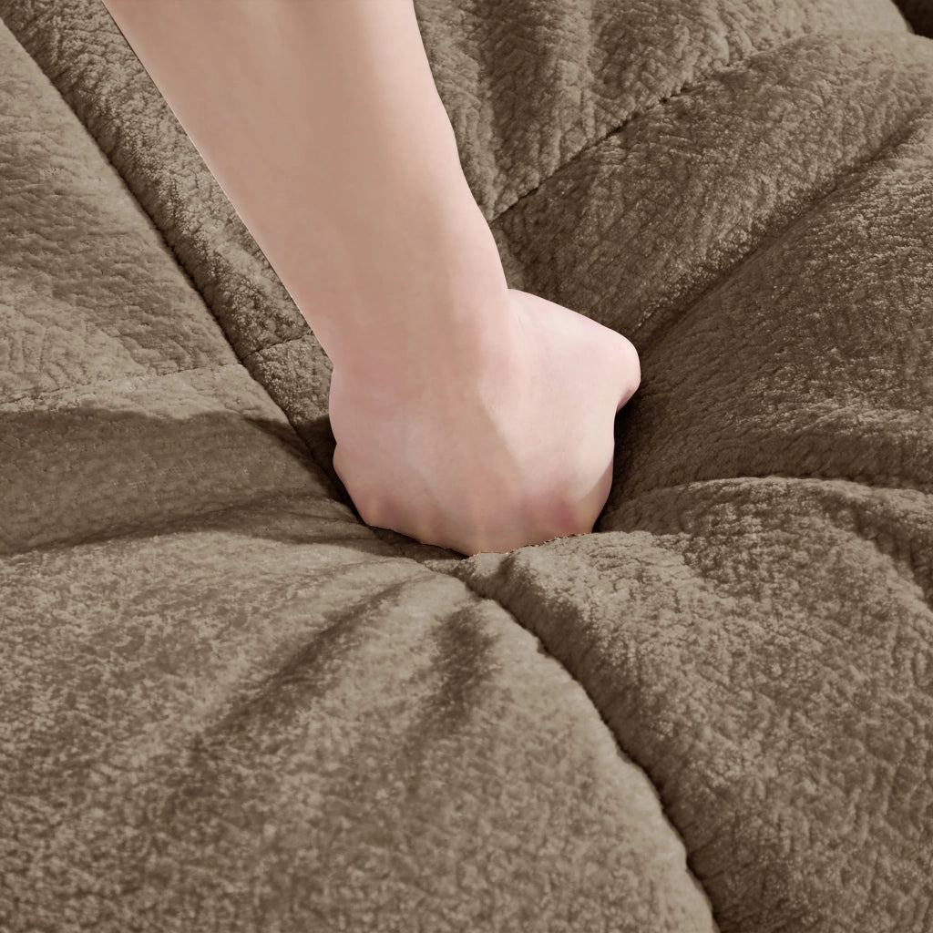 Divano angolare modulare 4 posti con pouf mobile, Chenille, Marrone