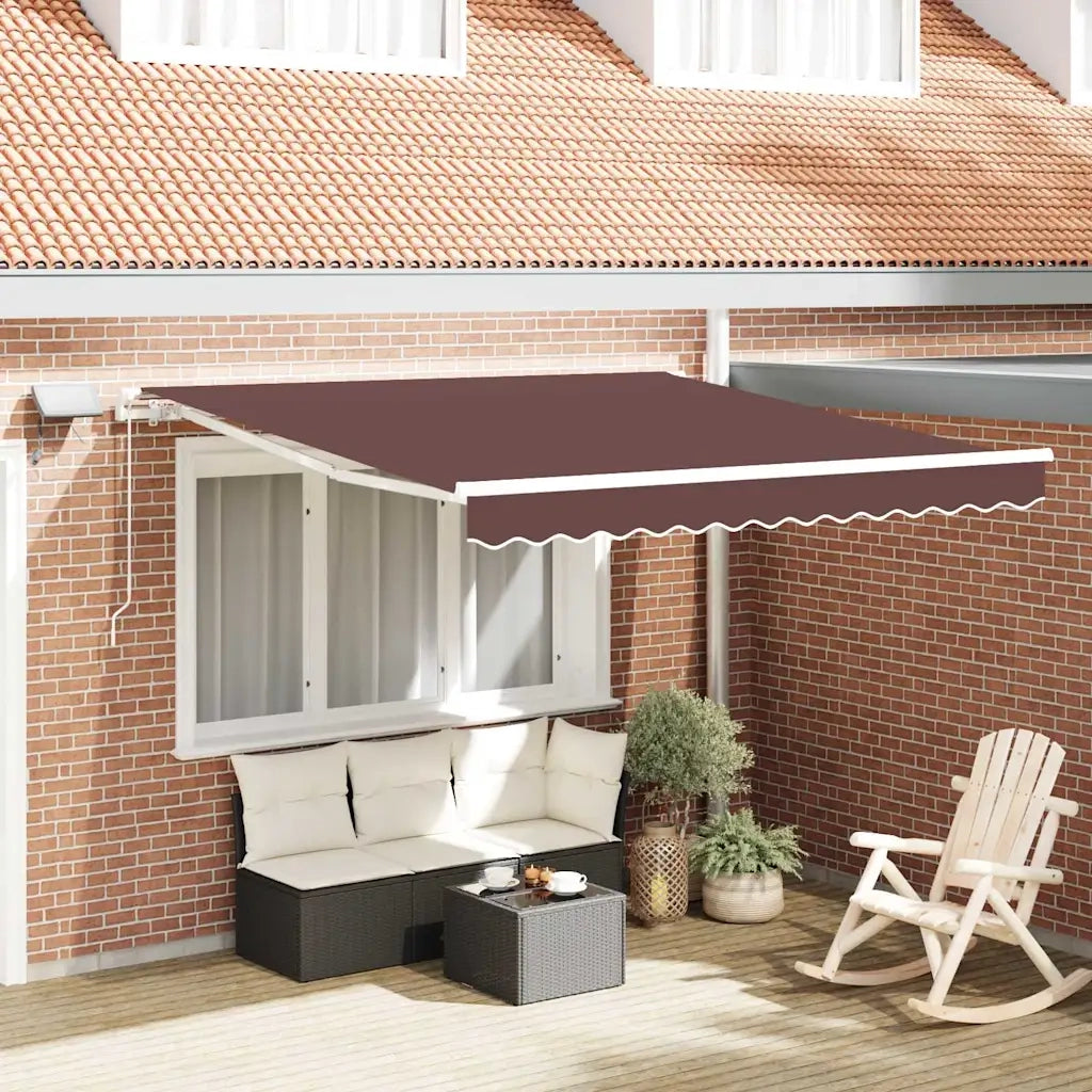Tenda da Sole | Tenda Retrattile Manuale con LED 300x250cm Marrone