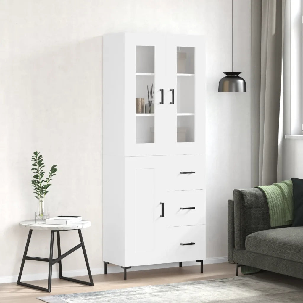 Credenza | Madia | Buffet da pranzo | Armadio da pranzo Bianca 69,5x34x180 cm in Legno Multistrato