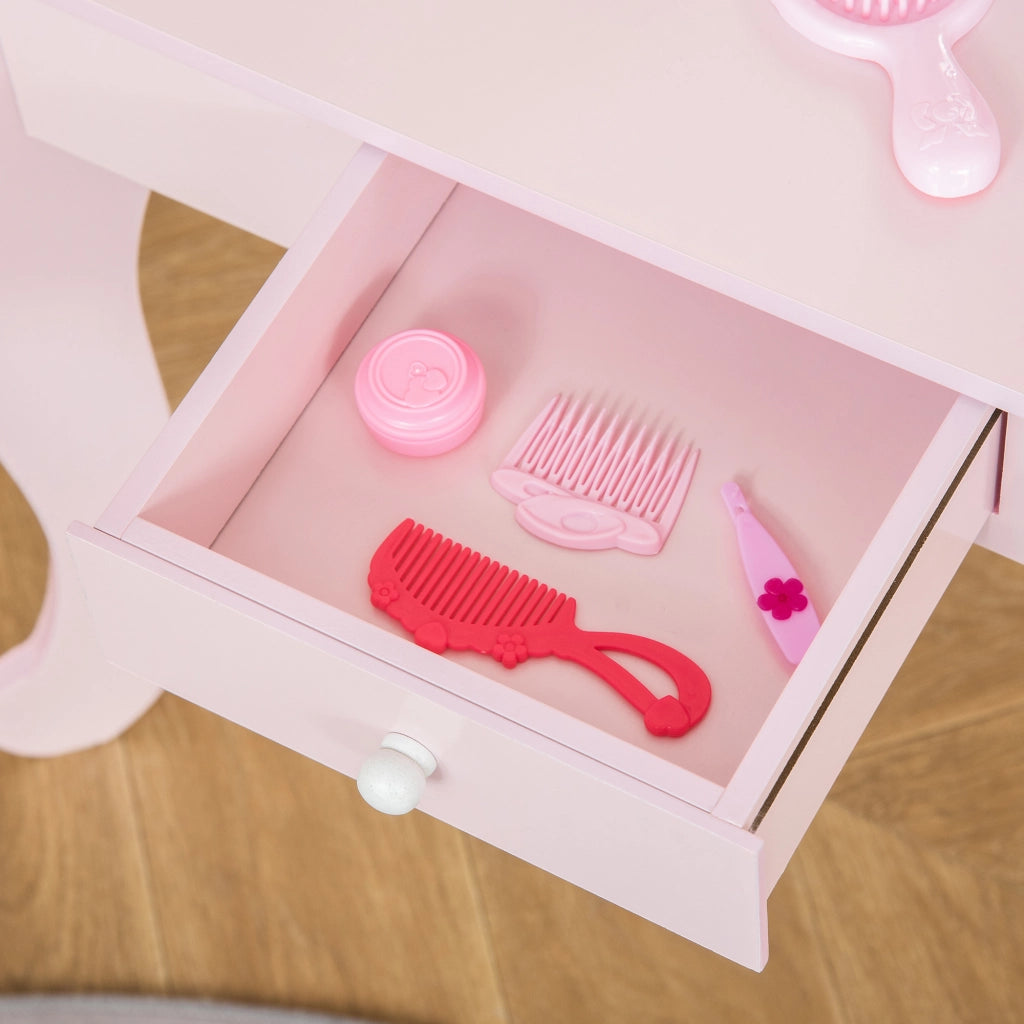 Tocador per Bambini con Specchio e Cassetto ¨C Minimal ¨C Rosa 60x36x88 cm