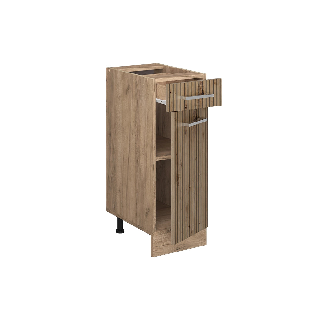 Mobiletto base per cucina R-Line Rovere artigianale/Rovere dorato 30 cm senza piano di lavoro Vicco