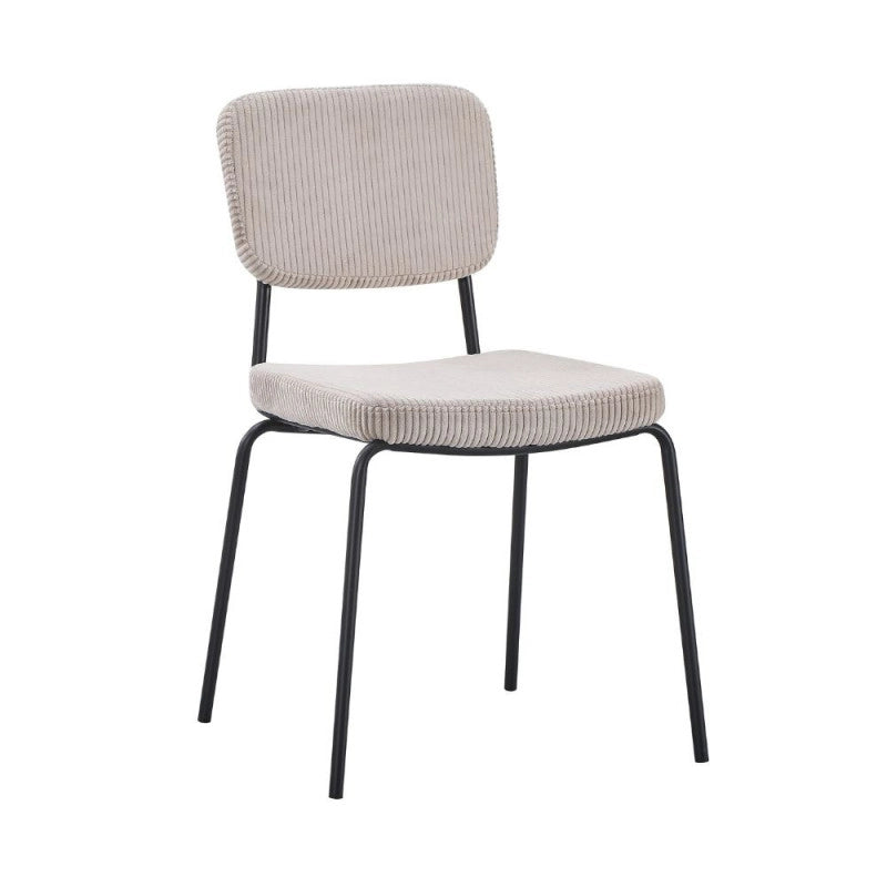 Sedia Juno in tessuto colore taupe e struttura in metallo nero set 4 pezzi