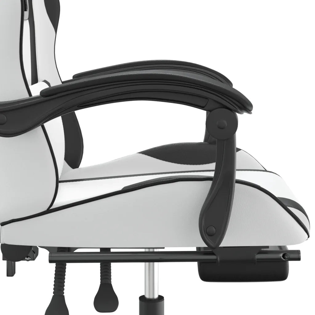 Sedia da Gaming | Sedia da e-sports Girevole Poggiapiedi Bianco e Nero Similpelle