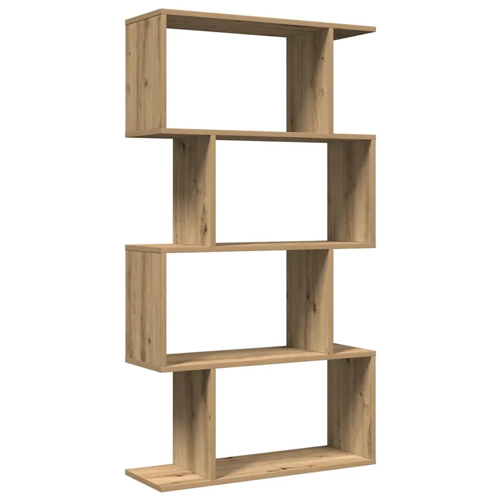 Libreria 4 Ripiani-Scaffale per Libri-Mobile di Stoccaggio Rovere Artigianale 70x24x129 cm Truciolato