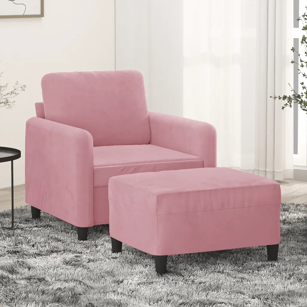 Poltrona con Poggiapiedi Rosa 60 cm Velluto 3201167