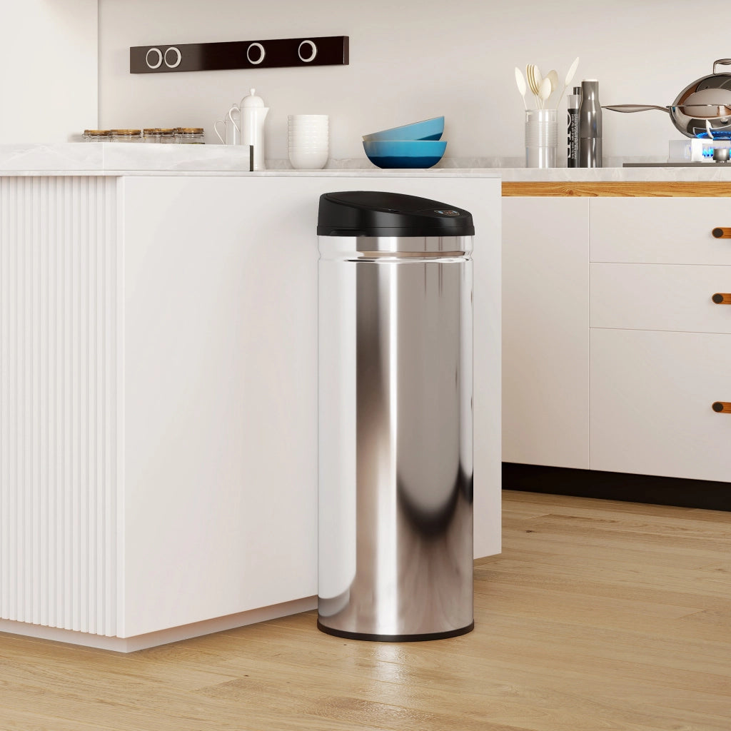 Pattumiera Cucina Automatica 50L ¨C Xylo ¨C Acciaio Inox Argento 30,5x30,5x85cm