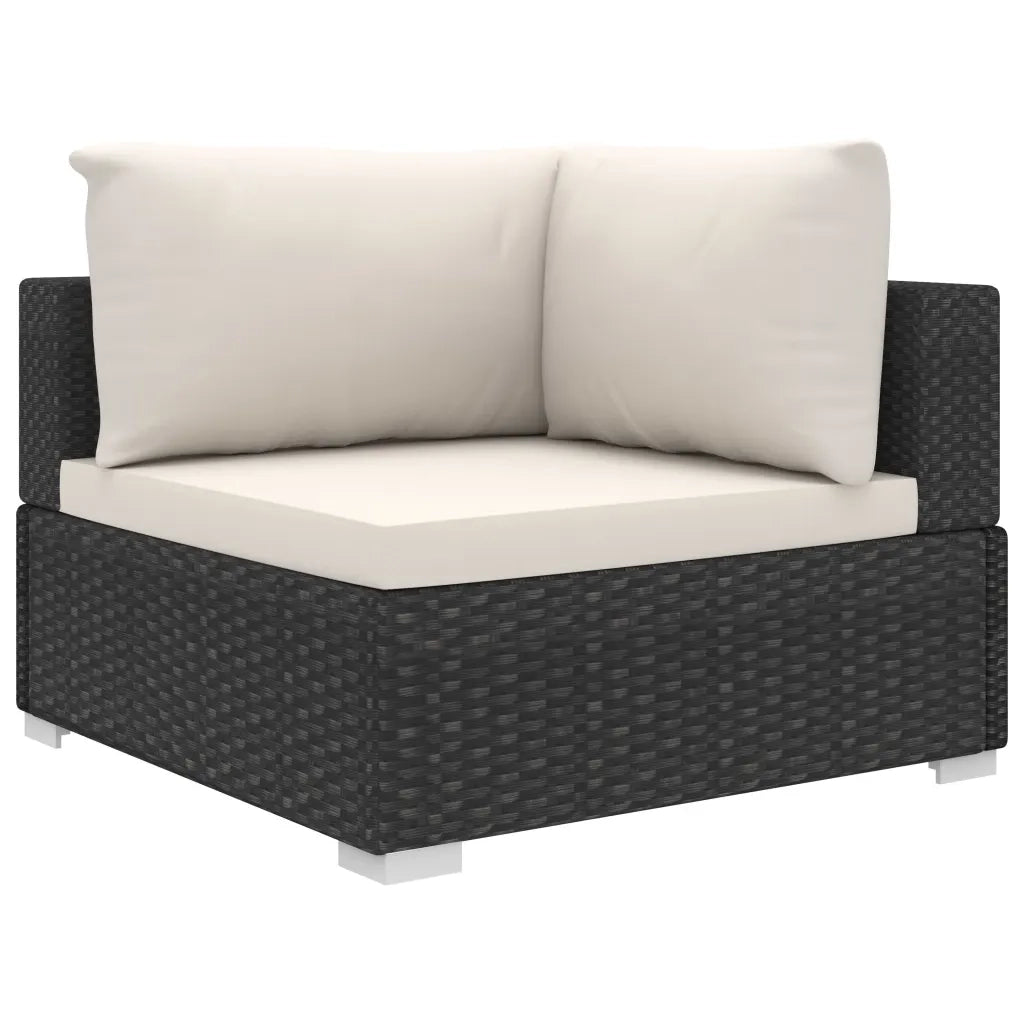 Set Divani da Giardino 9 pz con Cuscini in Polyrattan Nero 46786