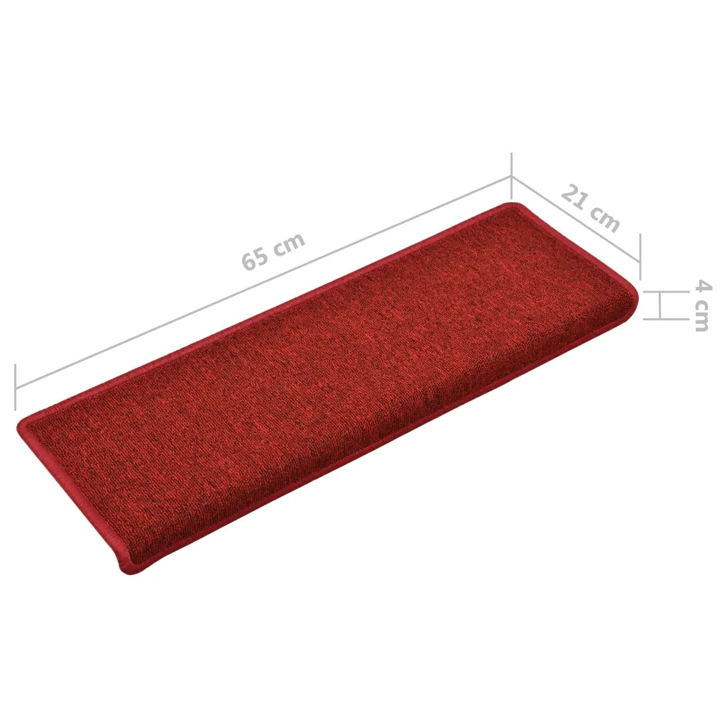 Tappetini per scale 15 pz 65x21x4 cm Rossi rettangolare 134572