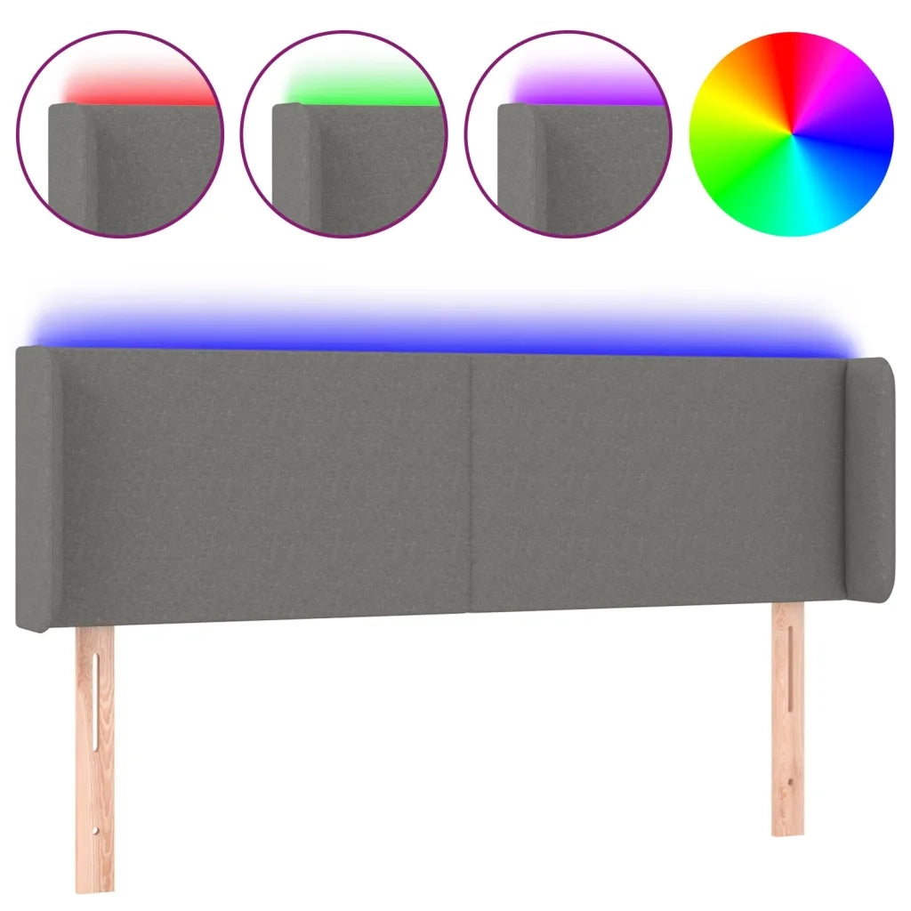 Testiera | Testata a LED Grigio Scuro 147x16x78/88 cm in Tessuto