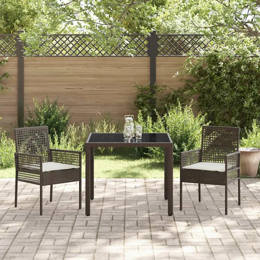 Set da Pranzo per Giardino 3 pcs Marrone polyrattan 3334863