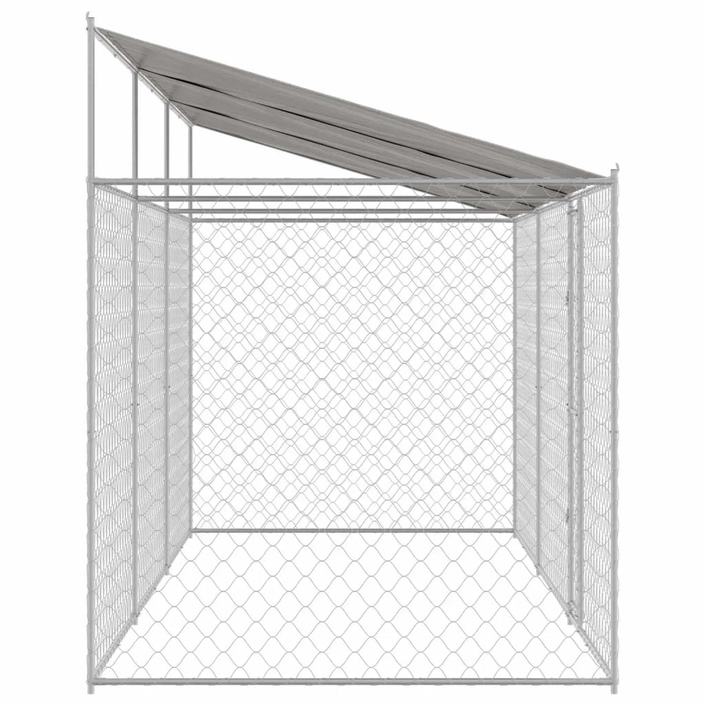 Gabbia per Cani con Tetto Argento 600 x 200 x 256 cm 3368302