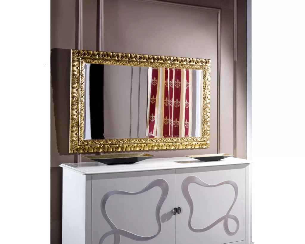 Mobili2g - specchiera in foglia oro rettangolare misure: l.90 x h. 180 x p. 4