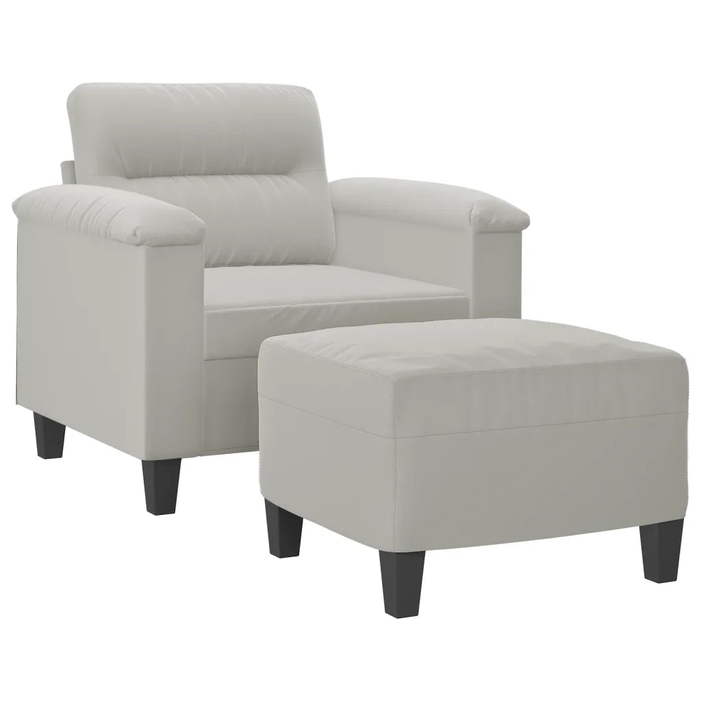 Poltrona | Sedia Relax con Poggiapiedi Grigio chiaro 60 cm Tessuto Microfibra