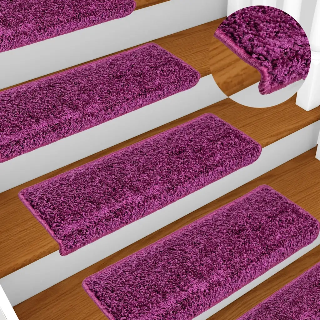 Tappetini per scale 10 pz 65x21x4 cm Viola Bordo rettangolare 149825