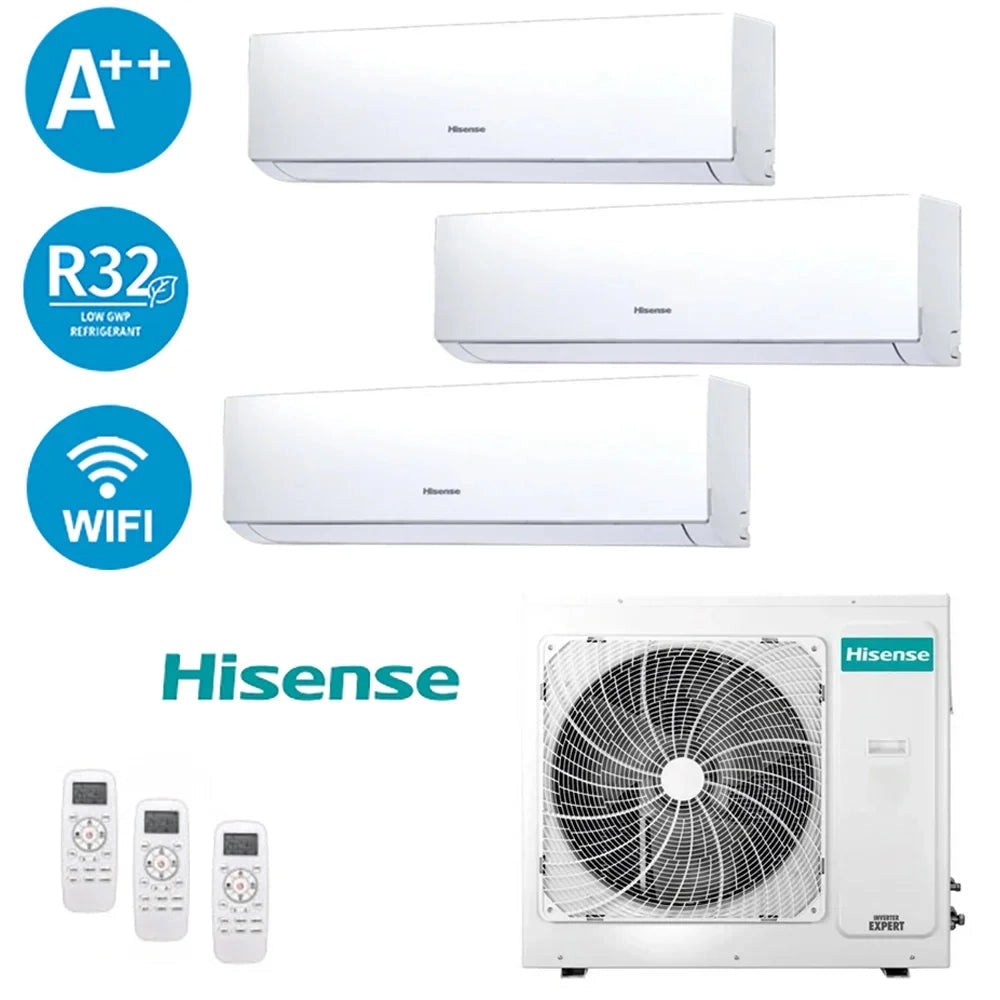 Climatizzatore Hisense Trial Inverter 9+9+12 5,2kW 3AMW52U4RJA A++ Wi-Fi, R32, Silenzioso e Efficiente