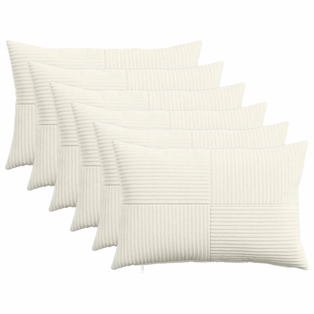Federa 6 pcs ALMELO Crema 40 x 60 cm corduroy 914394