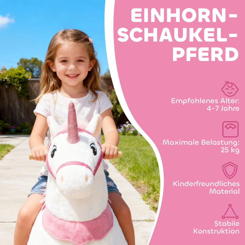 Cavallo a Dondolo per Bambini ¨C Minimal ¨C Design Unicorno in Tessuto Bianco