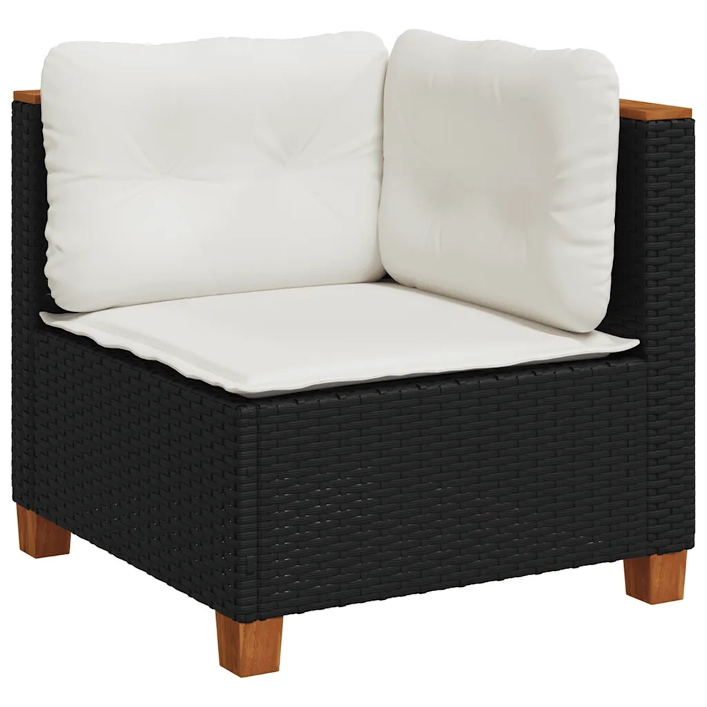 Set Divani da Giardino 5 pz | Set Salotto da Giardino con Cuscini in Polyrattan Nero