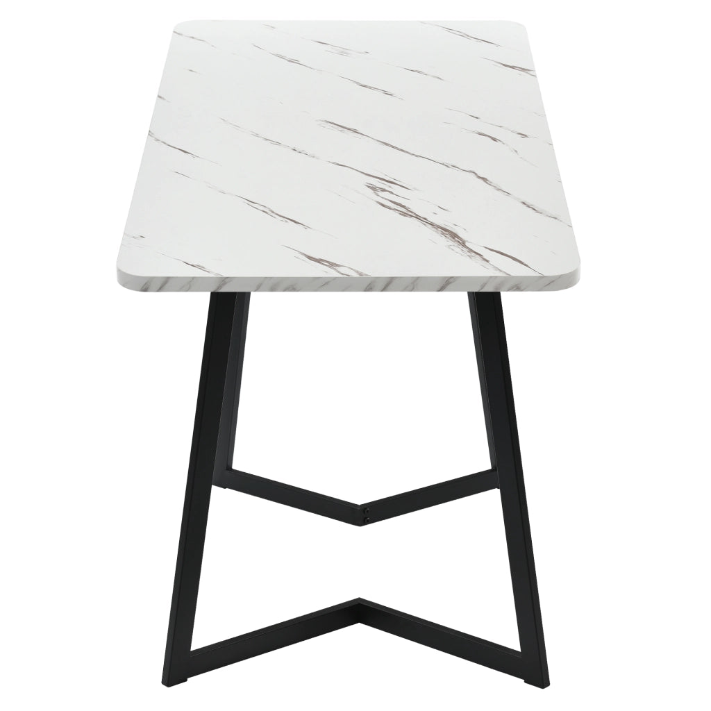 Tavolo da pranzo 117x68 cm (1 pezzo), struttura in metallo, tavolo da pranzo rettangolare con motivo marmorizzato moderno, tavolo da cucina con gambe