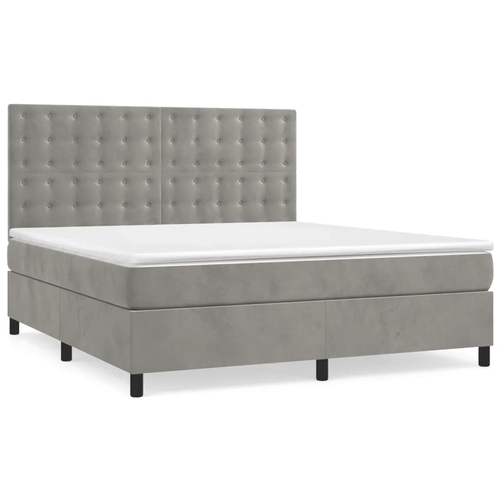 Giroletto a Molle con Materasso Grigio Chiaro 160x200cm Velluto 3143271