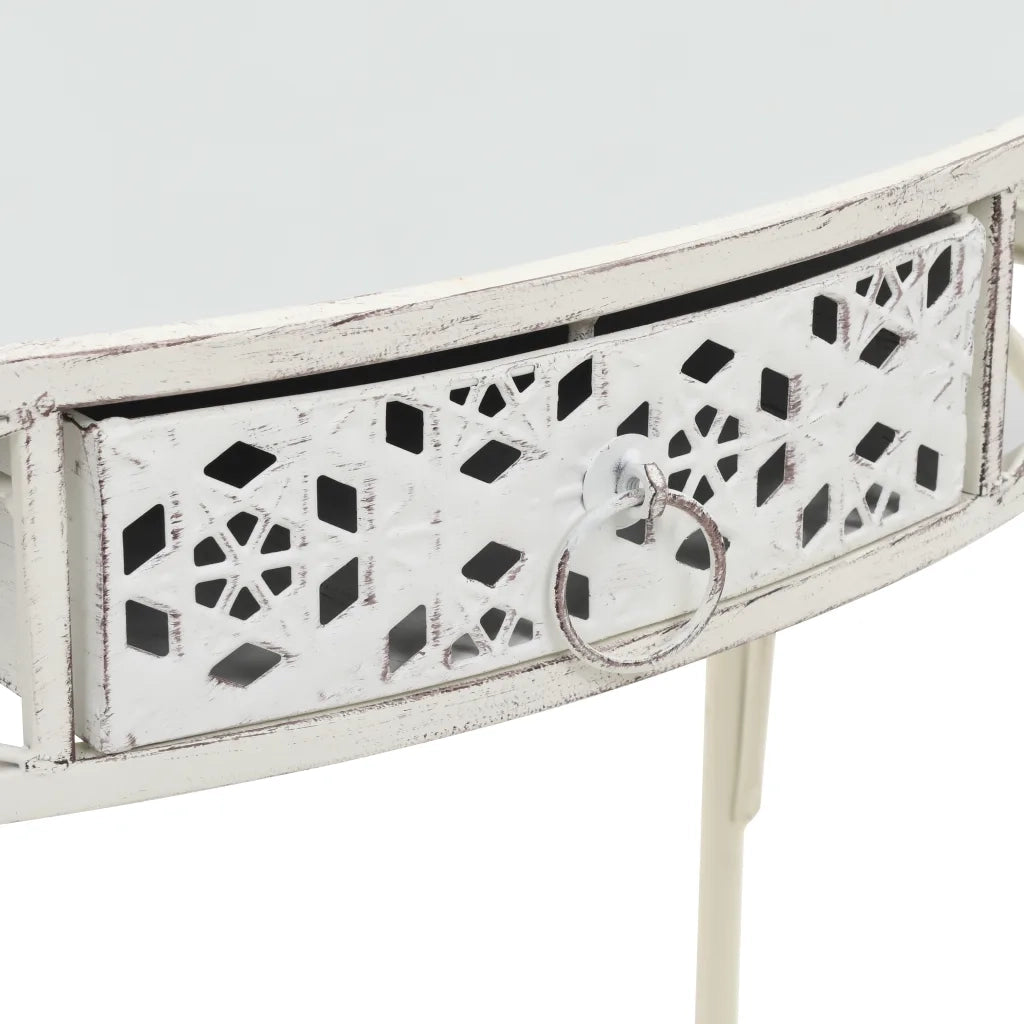 Tavolino Laterale in Stile Francese in Metallo 82x39x76 Bianco 245935