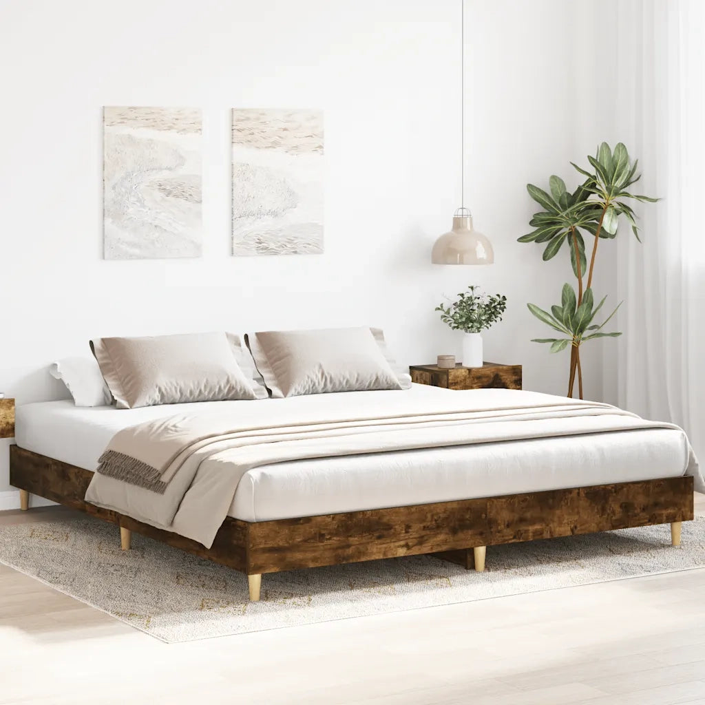 Giroletto senza Materasso-Struttura Letto Rovere Fumo 160x200 cm in Truciolato 166262