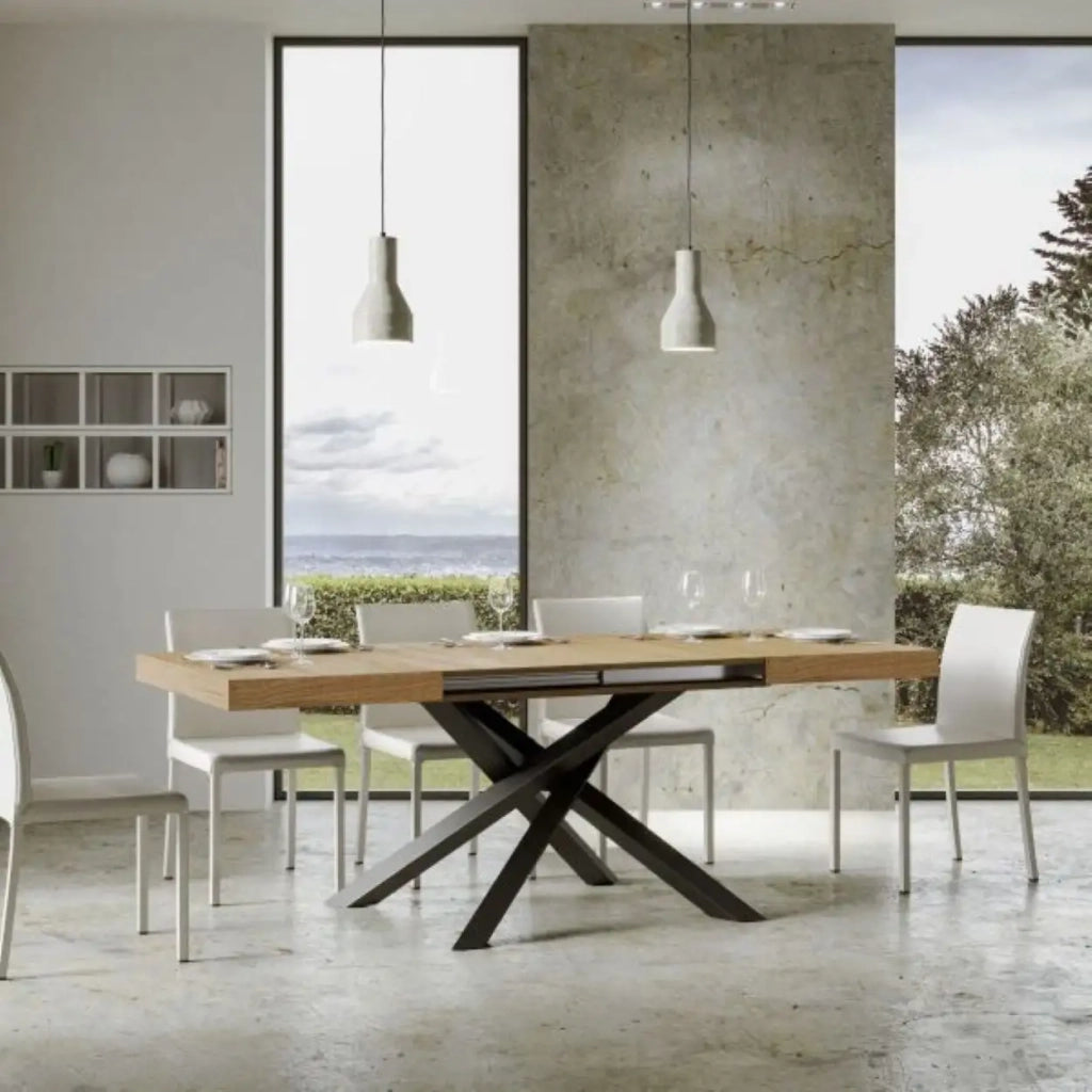 Tavolo allungabile 140/400x90 cm Volantis colore quercia natura gambe antracite