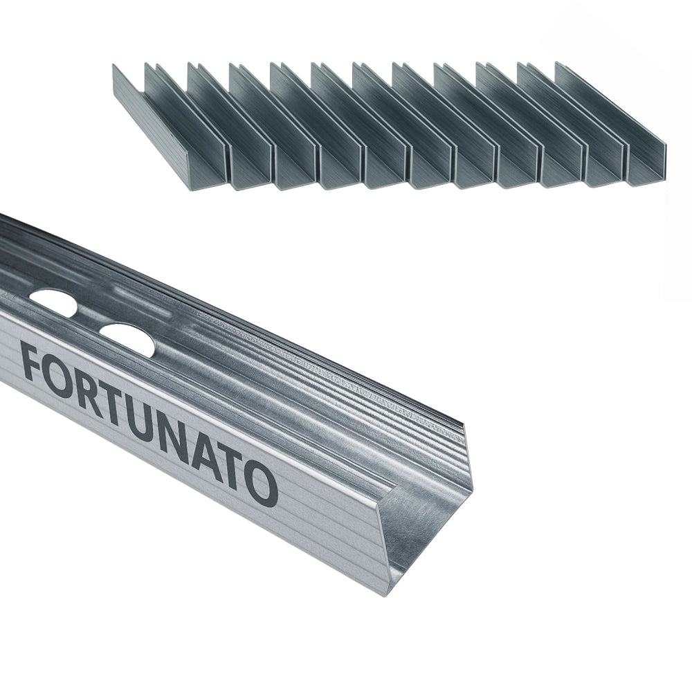 Montante c standard 2 m profilo preforato sp 0,6 mm fissaggio cartongesso 12 pz *** misure 47 x 99 x 50 mm, confezione 1