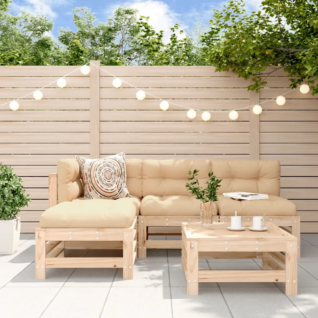 Set Salotto da Giardino 5 pz | Set di Mobili da Esterno in Legno Massello di Pino