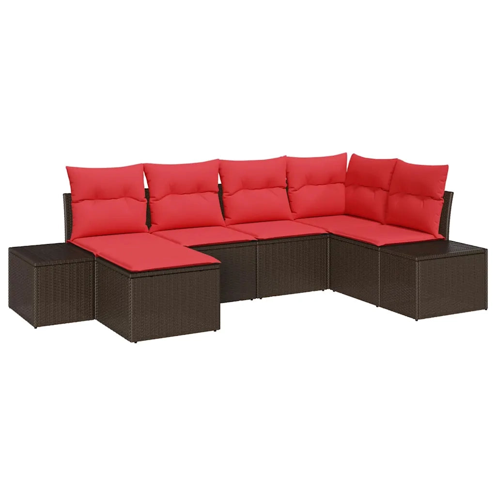 Set Divano da Giardino con cuscino 6 pcs Marrone polyrattan 3347134