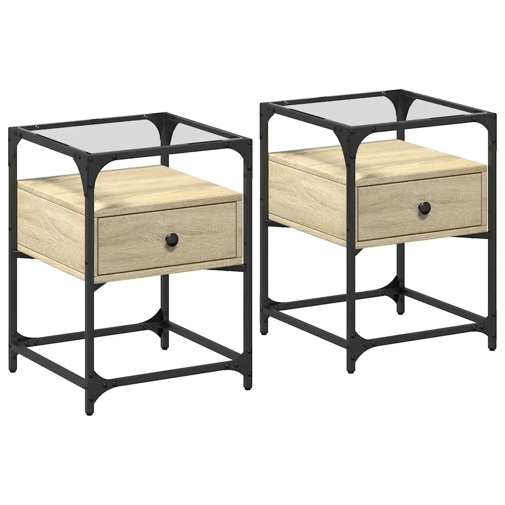 Set di 2 Comodini | Armadio da Notte | Mobiletto da notte Rovere Sonoma 40x40x55 cm in Legno Multistrato