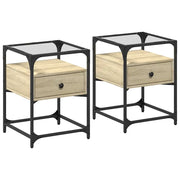 Set di 2 Comodini | Armadio da Notte | Mobiletto da notte Rovere Sonoma 40x40x55 cm in Legno Multistrato