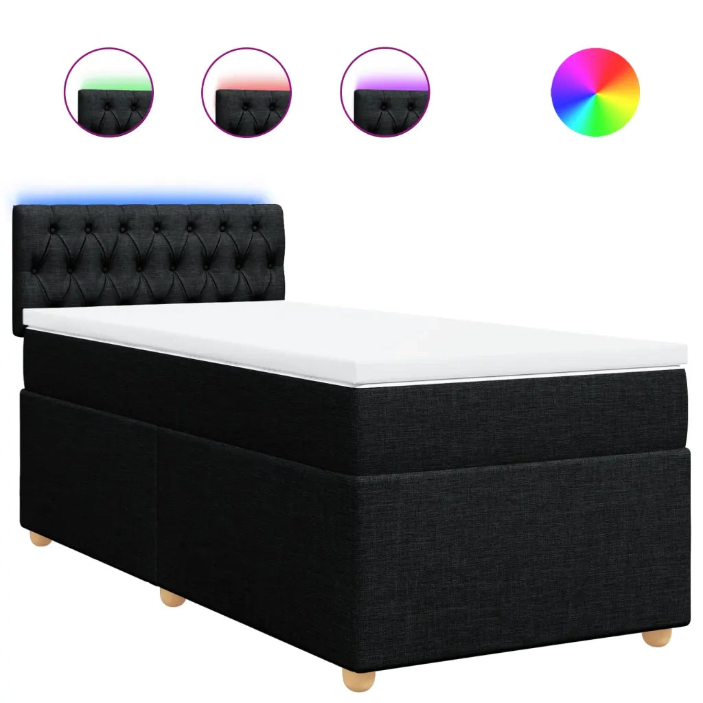 Giroletto a Molle con Materasso-Struttura Letto Nero 80x200 cm inTessuto 840940