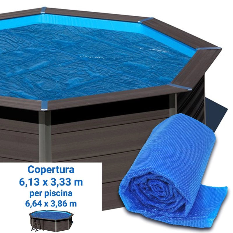 Copertura Isotermica A Bolle 7,53 X 3,33 M Per Piscine In Legno Composito Ottagonale Wpc Wood Di 8,04 X 3,86 M Dimensione piscina: 6.64 X 3.86 m