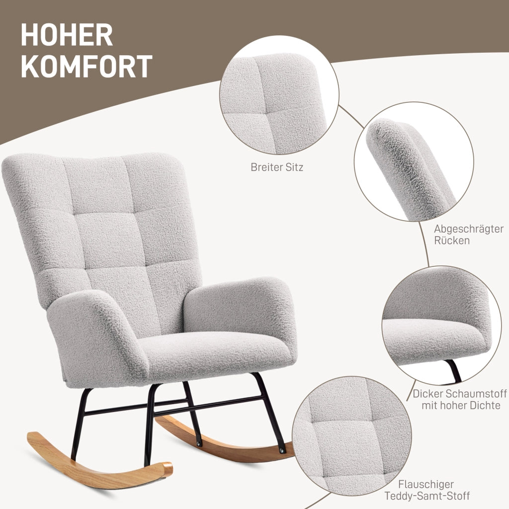 Poltrona Dondolo Imbottita ¨C Minimal ¨C Grigio Chiaro