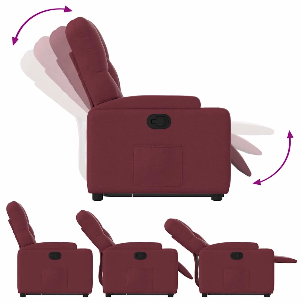 Poltrona | Sedia Relax Alzapersona Reclinabile Rosso Vino in Tessuto